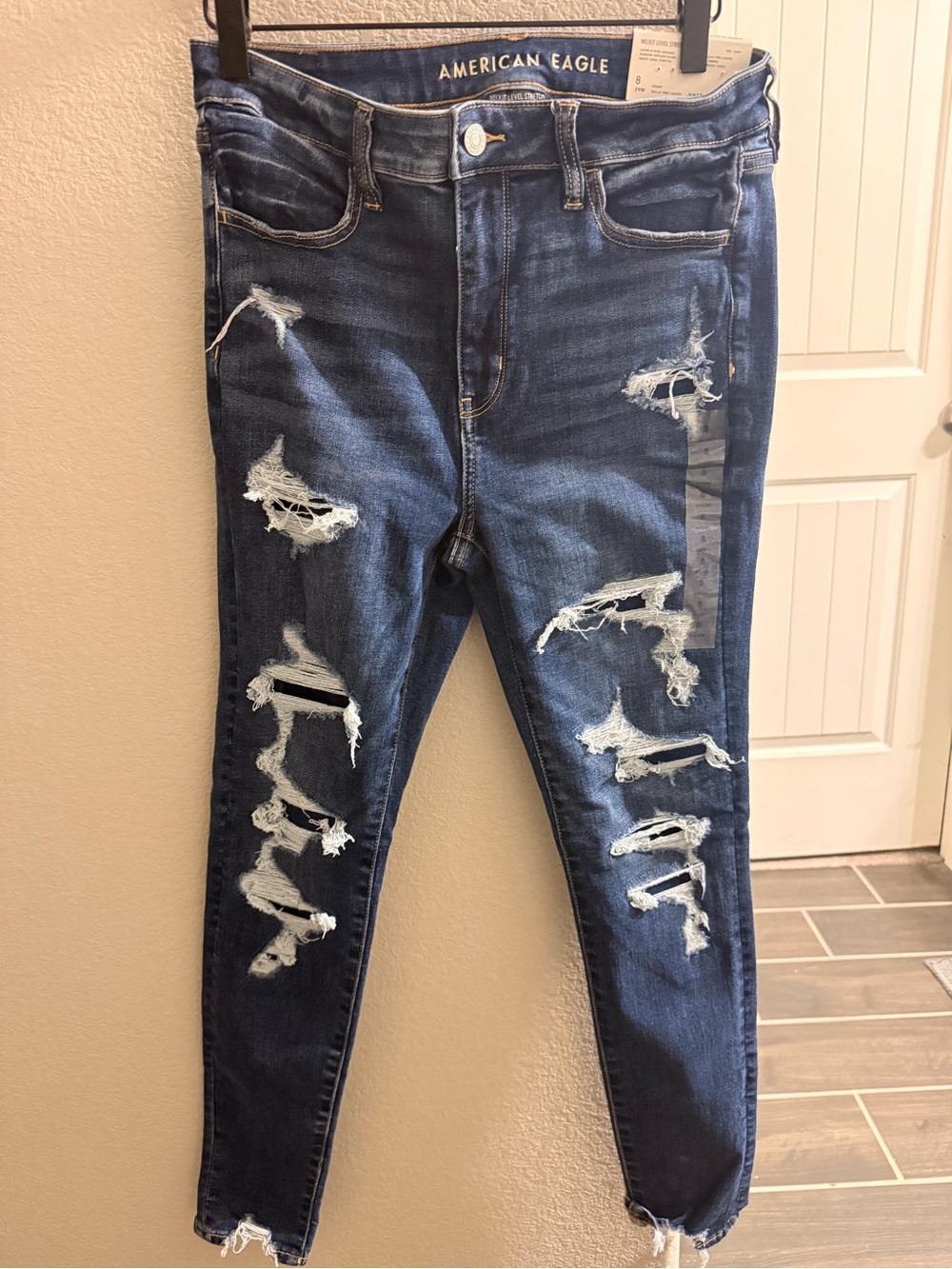 American Eagle Outfitters Dark Indigo Ripped Skinny Jeans